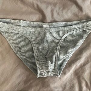 Men’s Gray Ribbed Bikini Bottom | Size Large (fits like a small)